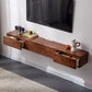Modern TV Stand Console Solid Wood Media Console TV Stand with Drawers 94"L x 8"W x 9"H Walnut Wood Clearhalo 'furn' 'furn_tv_stands_entertainment_centers' 'Furniture' 'Living Room Furniture' 'TV Stands & Entertainment Centers' 'TV Stands & Media Storage Furniture' 'tv_stands_entertainment_centers' 7065541