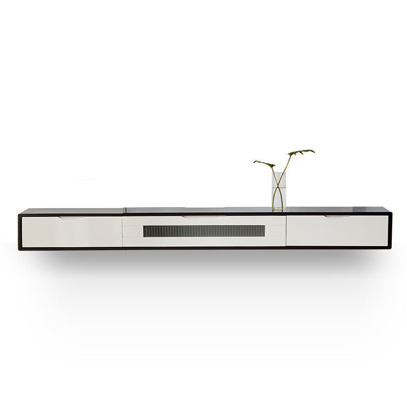 Modern TV Stand Console Solid Wood Media Console TV Stand with Drawers Black-White Glass Clearhalo 'furn' 'furn_tv_stands_entertainment_centers' 'Furniture' 'Living Room Furniture' 'TV Stands & Entertainment Centers' 'TV Stands & Media Storage Furniture' 'tv_stands_entertainment_centers' 7065553