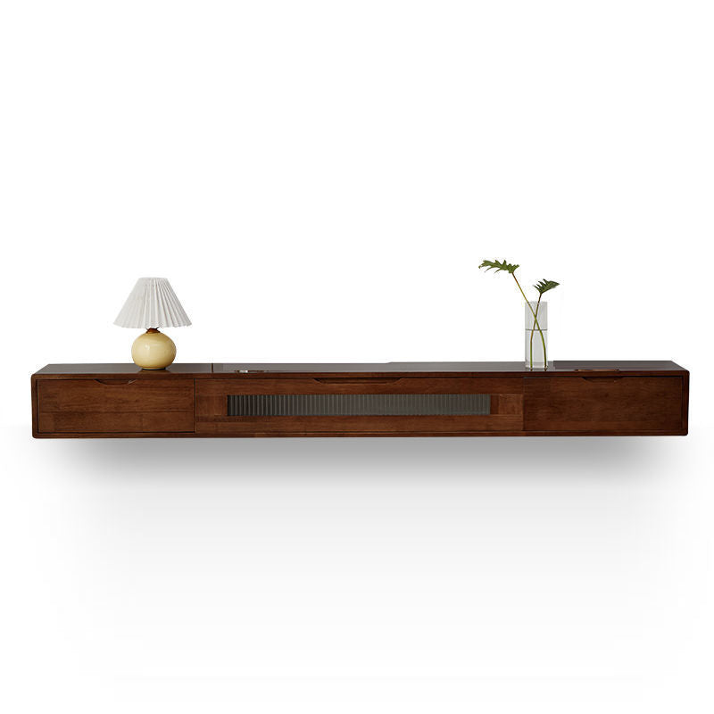 Modern TV Stand Console Solid Wood Media Console TV Stand with Drawers Walnut Glass Clearhalo 'furn' 'furn_tv_stands_entertainment_centers' 'Furniture' 'Living Room Furniture' 'TV Stands & Entertainment Centers' 'TV Stands & Media Storage Furniture' 'tv_stands_entertainment_centers' 7065560