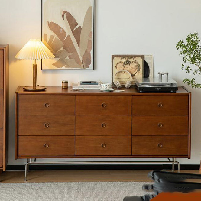 Cómoda doble de pino contemporánea, cómoda de almacenamiento horizontal para dormitorio