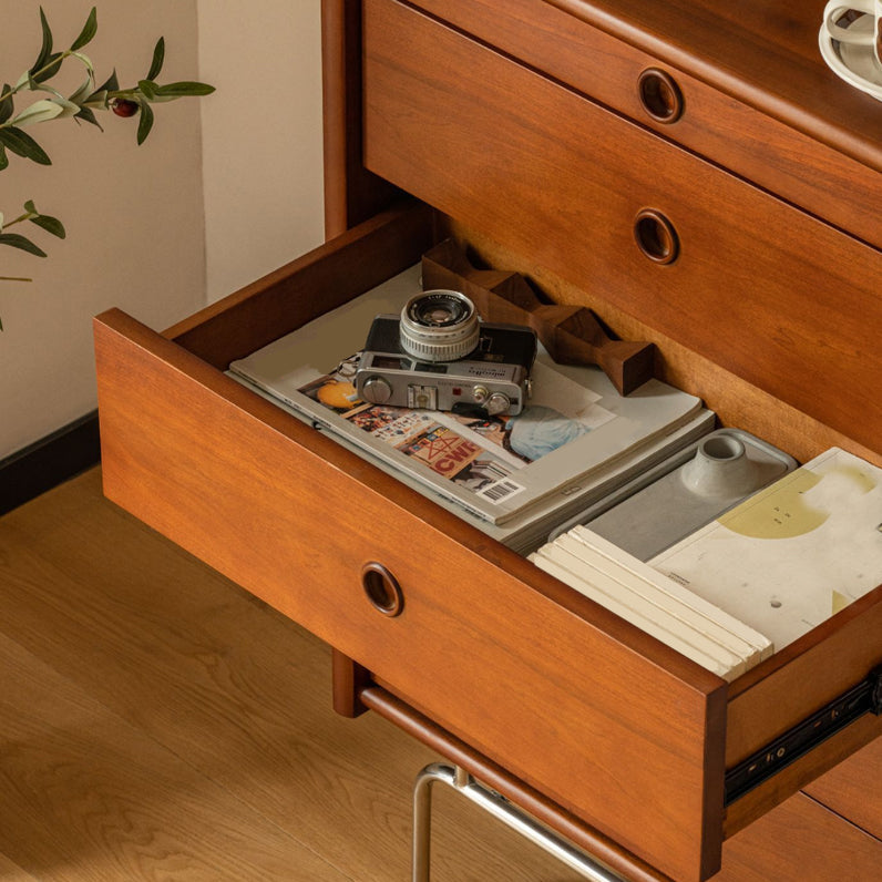 Cómoda doble de pino contemporánea, cómoda de almacenamiento horizontal para dormitorio