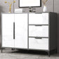 Ultra Modern Wood Combo Dresser Horizontal Storage Chest Dresser for Bedroom 39"L x 14"W x 35"H White-Black 1 Clearhalo 'Bedroom Furniture' 'Dressers & Chests' 'dressers_chests' 'furn' 'furn_dressers_chests' 'Furniture' 7065713