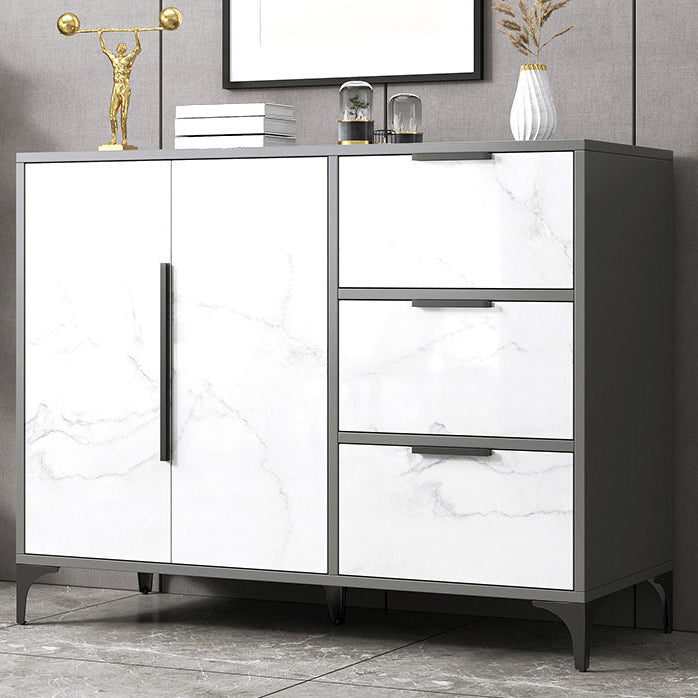 Ultra Modern Wood Combo Dresser Horizontal Storage Chest Dresser for Bedroom 39"L x 14"W x 35"H White-Black 1 Clearhalo 'Bedroom Furniture' 'Dressers & Chests' 'dressers_chests' 'furn' 'furn_dressers_chests' 'Furniture' 7065713