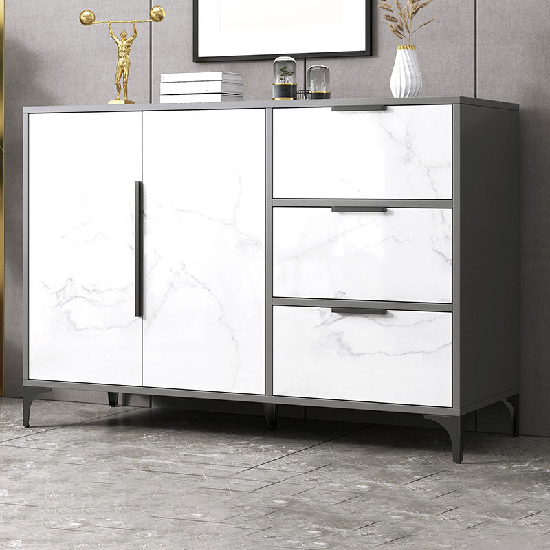 Ultra Modern Wood Combo Dresser Horizontal Storage Chest Dresser for Bedroom 47"L x 14"W x 35"H White-Black 1 Clearhalo 'Bedroom Furniture' 'Dressers & Chests' 'dressers_chests' 'furn' 'furn_dressers_chests' 'Furniture' 7065716