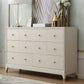 Commode Double Glam classique, commode de rangement horizontale en cerisier pour chambre à coucher