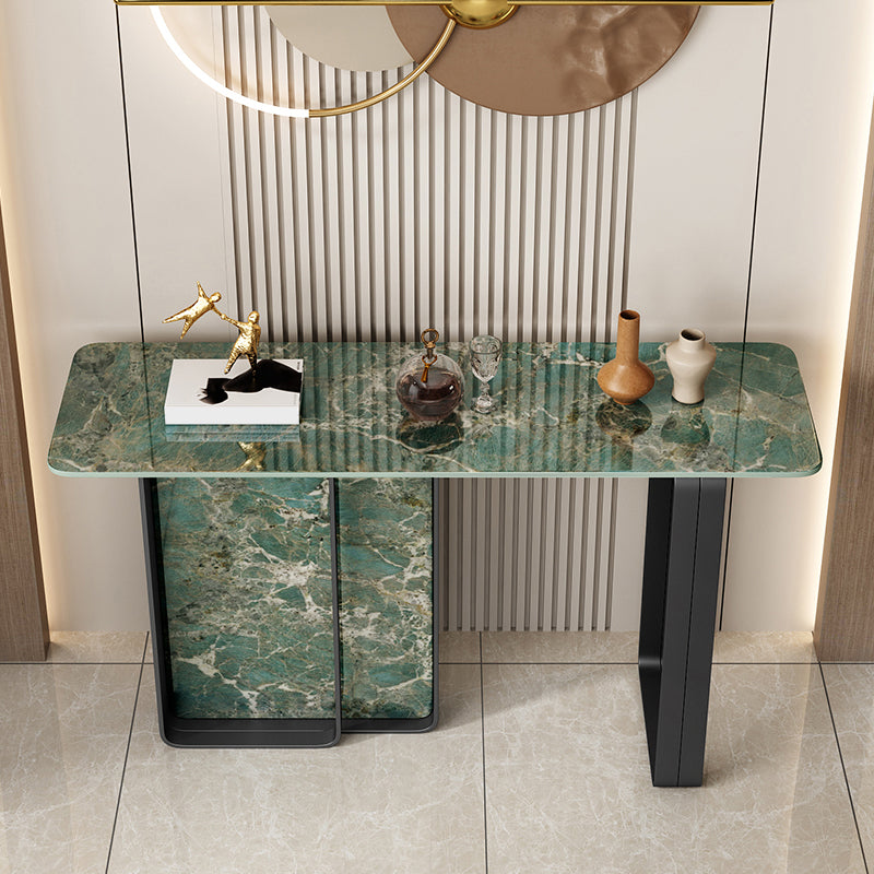 12 inch Wide Accent Table Rectangle Shape Stone Console Table for Hall Black Green Clearhalo 'Console Tables' 'console_tables' 'Entry & Mudroom Furniture' 'furn' 'furn_console_tables' 'Furniture' 7065830