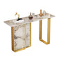 12 inch Wide Accent Table Rectangle Shape Stone Console Table for Hall 39"L x 12"W x 31"H Gold Gloss White Clearhalo 'Console Tables' 'console_tables' 'Entry & Mudroom Furniture' 'furn' 'furn_console_tables' 'Furniture' 7065840