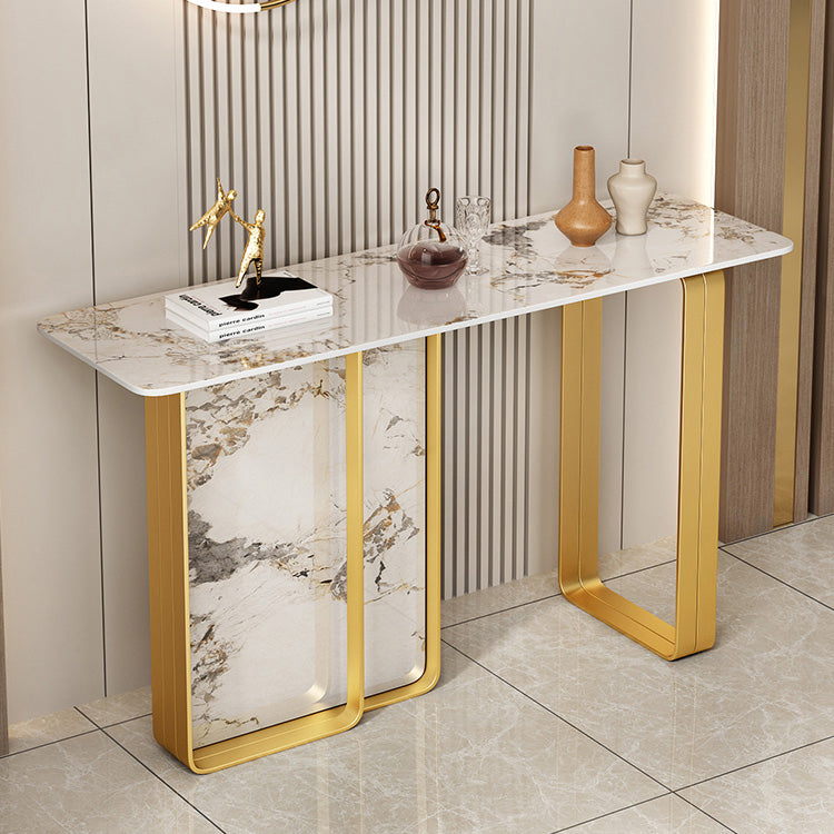 12 inch Wide Accent Table Rectangle Shape Stone Console Table for Hall Clearhalo 'Console Tables' 'console_tables' 'Entry & Mudroom Furniture' 'furn' 'furn_console_tables' 'Furniture' 7065843