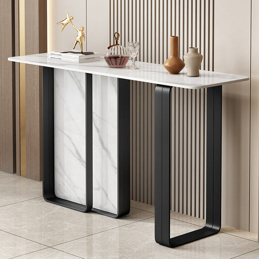 12 inch Wide Accent Table Rectangle Shape Stone Console Table for Hall Clearhalo 'Console Tables' 'console_tables' 'Entry & Mudroom Furniture' 'furn' 'furn_console_tables' 'Furniture' 7065846