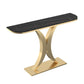 12 inch Wide Glam Accent Table Half Moon Shape Metal Console Table for Hall Gold Black Clearhalo 'Console Tables' 'console_tables' 'Entry & Mudroom Furniture' 'furn' 'furn_console_tables' 'Furniture' 7065859