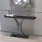 12 inch Wide Glam Accent Table Half Moon Shape Metal Console Table for Hall Clearhalo 'Console Tables' 'console_tables' 'Entry & Mudroom Furniture' 'furn' 'furn_console_tables' 'Furniture' 7065870