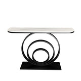 12 Inch Wide Modern Accent Table Half Moon Metal Console Table for Hall