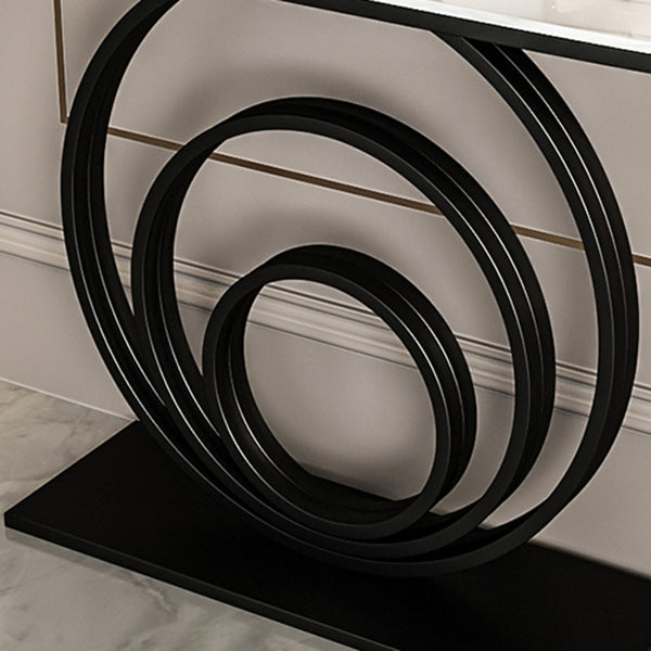 12 Inch Wide Modern Accent Table Half Moon Metal Console Table for Hall