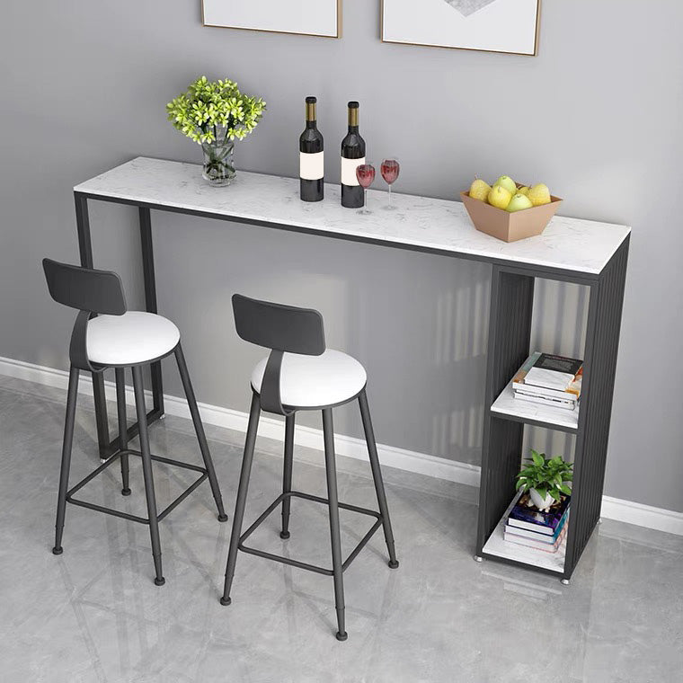 Modern Bar Table Set 1/3 Pieces Faux Marble Rectangle Bistro Set for Indoor