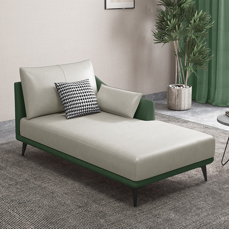Nordic Cushioned Chaise Lounge Leather Chaise with Recessed Arms for Bedroom Beige Green Tech Cloth Left-Arm Chaise Clearhalo 'Chairs & Seating' 'Chaise Lounge' 'chaise_lounge' 'furn' 'furn_chaise_lounge' 'Furniture' 'Living Room Furniture' 7066438