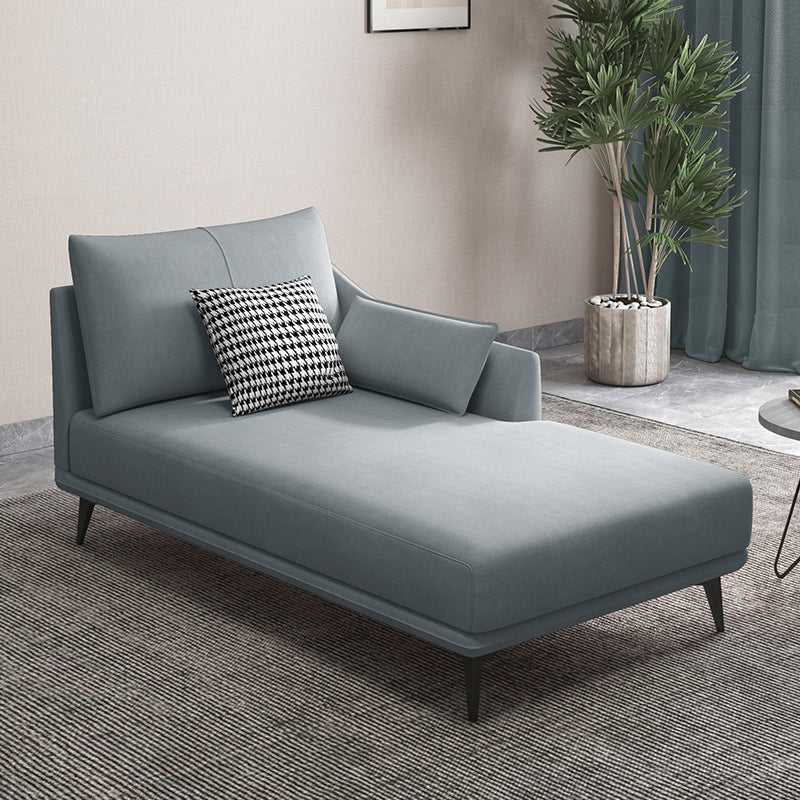 Nordic Cushioned Chaise Lounge Leather Chaise with Recessed Arms for Bedroom Gray-Blue Cotton Blend Left-Arm Chaise Clearhalo 'Chairs & Seating' 'Chaise Lounge' 'chaise_lounge' 'furn' 'furn_chaise_lounge' 'Furniture' 'Living Room Furniture' 7066440