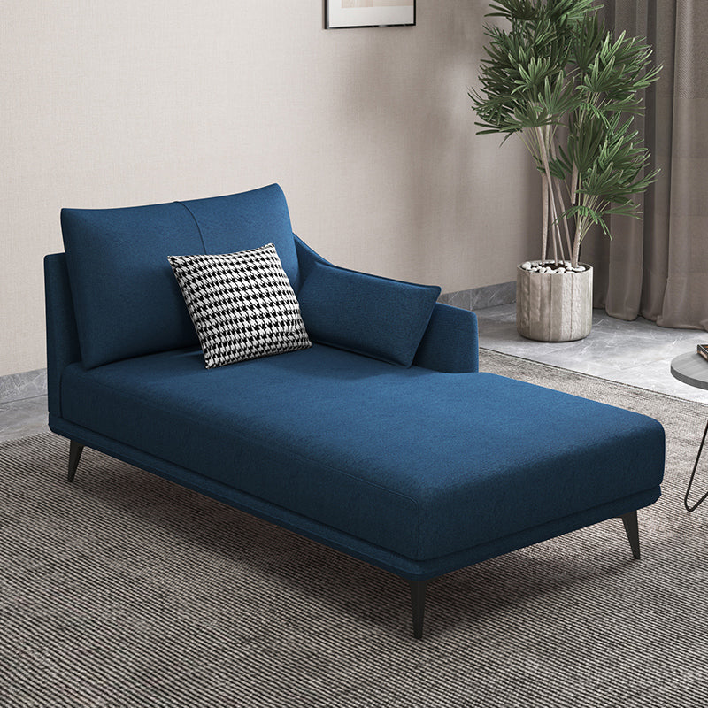Nordic Cushioned Chaise Lounge Leather Chaise with Recessed Arms for Bedroom Royal Blue Linen Left-Arm Chaise Clearhalo 'Chairs & Seating' 'Chaise Lounge' 'chaise_lounge' 'furn' 'furn_chaise_lounge' 'Furniture' 'Living Room Furniture' 7066448