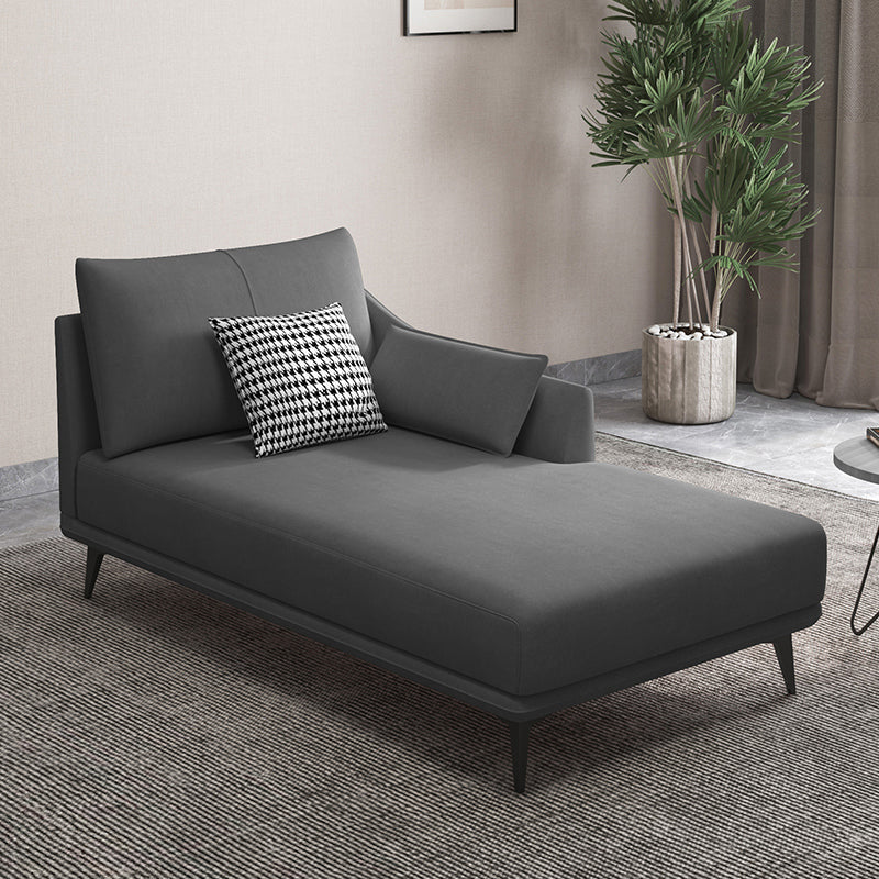 Nordic Cushioned Chaise Lounge Leather Chaise with Recessed Arms for Bedroom Dark Gray Cotton Blend Left-Arm Chaise Clearhalo 'Chairs & Seating' 'Chaise Lounge' 'chaise_lounge' 'furn' 'furn_chaise_lounge' 'Furniture' 'Living Room Furniture' 7066450