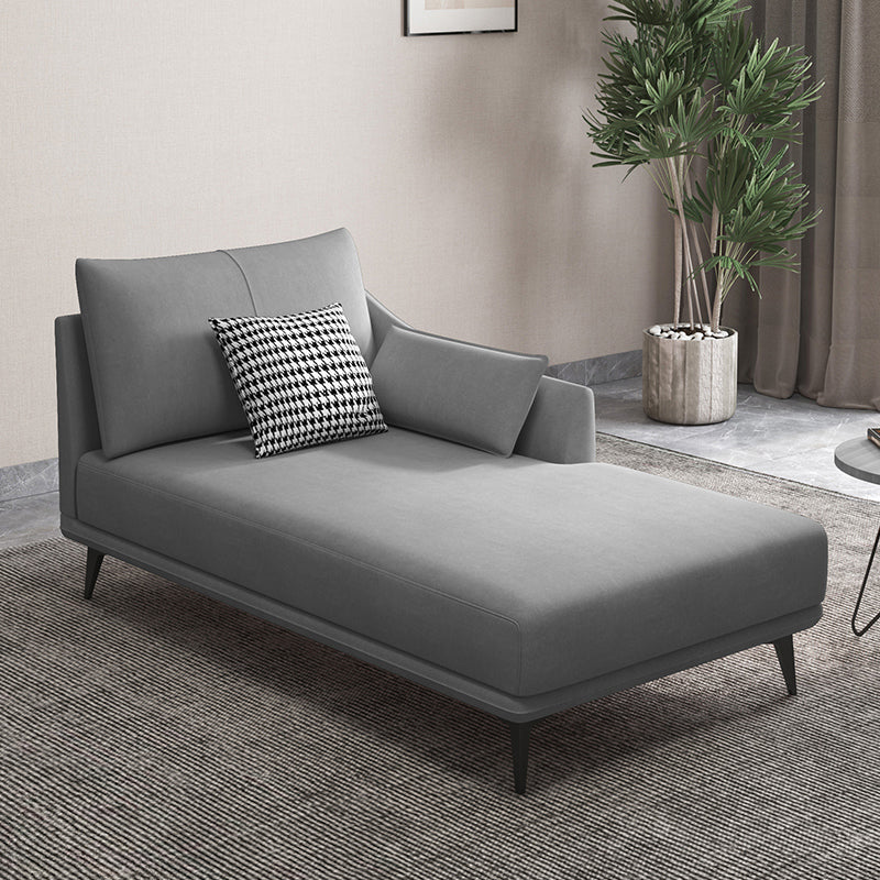 Nordic Cushioned Chaise Lounge Leather Chaise with Recessed Arms for Bedroom Grey Cotton Blend Left-Arm Chaise Clearhalo 'Chairs & Seating' 'Chaise Lounge' 'chaise_lounge' 'furn' 'furn_chaise_lounge' 'Furniture' 'Living Room Furniture' 7066451
