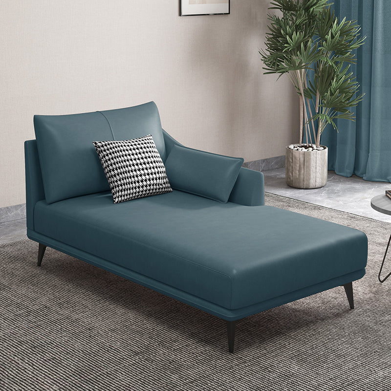 Nordic Cushioned Chaise Lounge Leather Chaise with Recessed Arms for Bedroom Dark Blue Tech Cloth Left-Arm Chaise Clearhalo 'Chairs & Seating' 'Chaise Lounge' 'chaise_lounge' 'furn' 'furn_chaise_lounge' 'Furniture' 'Living Room Furniture' 7066452