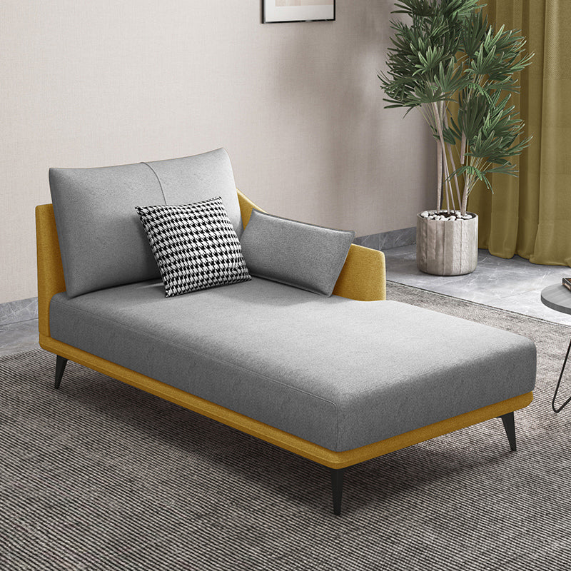 Nordic Cushioned Chaise Lounge Leather Chaise with Recessed Arms for Bedroom Light Gray-Yellow Linen Left-Arm Chaise Clearhalo 'Chairs & Seating' 'Chaise Lounge' 'chaise_lounge' 'furn' 'furn_chaise_lounge' 'Furniture' 'Living Room Furniture' 7066453