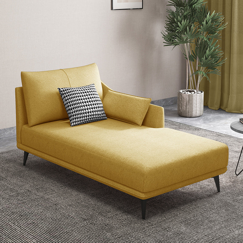 Nordic Cushioned Chaise Lounge Leather Chaise with Recessed Arms for Bedroom Lemon Yellow Linen Left-Arm Chaise Clearhalo 'Chairs & Seating' 'Chaise Lounge' 'chaise_lounge' 'furn' 'furn_chaise_lounge' 'Furniture' 'Living Room Furniture' 7066456