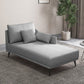 Nordic Cushioned Chaise Lounge Leather Chaise with Recessed Arms for Bedroom Light Gray Linen Left-Arm Chaise Clearhalo 'Chairs & Seating' 'Chaise Lounge' 'chaise_lounge' 'furn' 'furn_chaise_lounge' 'Furniture' 'Living Room Furniture' 7066457