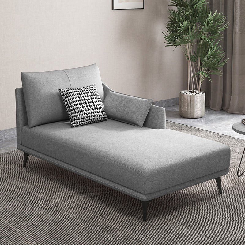 Nordic Cushioned Chaise Lounge Leather Chaise with Recessed Arms for Bedroom Light Gray Linen Left-Arm Chaise Clearhalo 'Chairs & Seating' 'Chaise Lounge' 'chaise_lounge' 'furn' 'furn_chaise_lounge' 'Furniture' 'Living Room Furniture' 7066457