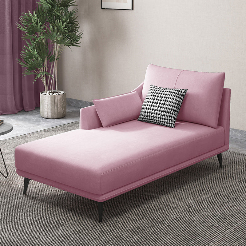 Nordic Cushioned Chaise Lounge Leather Chaise with Recessed Arms for Bedroom Pink Cotton Blend Right-Arm Chaise Clearhalo 'Chairs & Seating' 'Chaise Lounge' 'chaise_lounge' 'furn' 'furn_chaise_lounge' 'Furniture' 'Living Room Furniture' 7066458