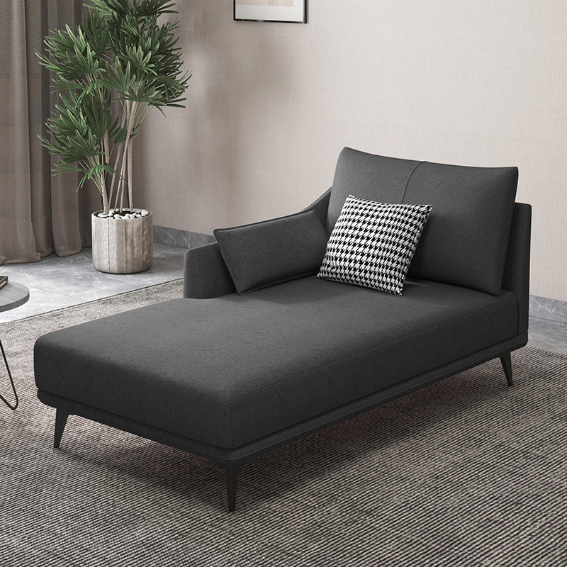 Nordic Cushioned Chaise Lounge Leather Chaise with Recessed Arms for Bedroom Black-Gray Linen Right-Arm Chaise Clearhalo 'Chairs & Seating' 'Chaise Lounge' 'chaise_lounge' 'furn' 'furn_chaise_lounge' 'Furniture' 'Living Room Furniture' 7066459