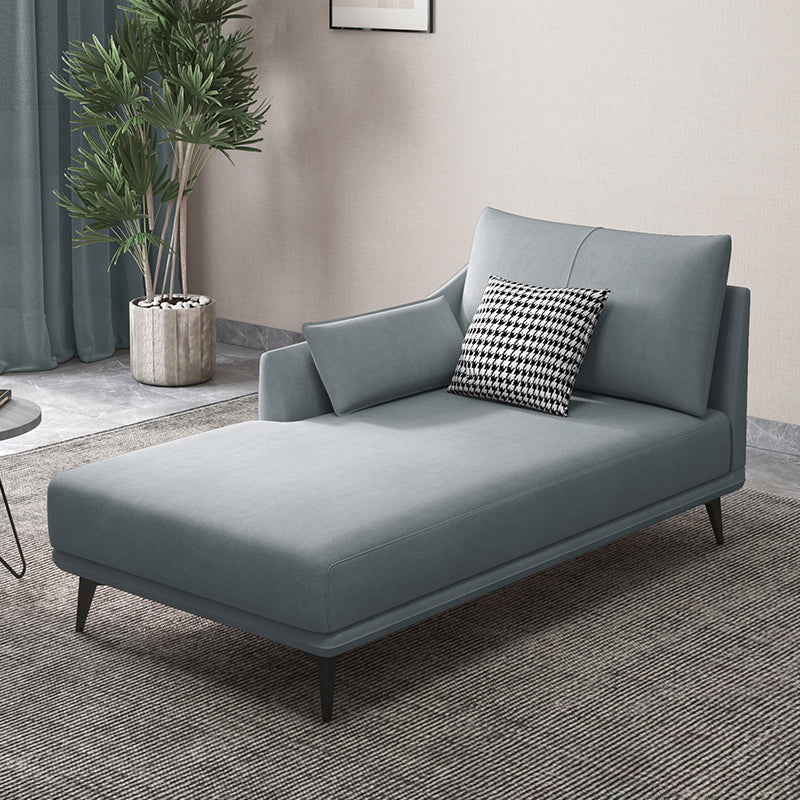 Nordic Cushioned Chaise Lounge Leather Chaise with Recessed Arms for Bedroom Gray-Blue Cotton Blend Right-Arm Chaise Clearhalo 'Chairs & Seating' 'Chaise Lounge' 'chaise_lounge' 'furn' 'furn_chaise_lounge' 'Furniture' 'Living Room Furniture' 7066460