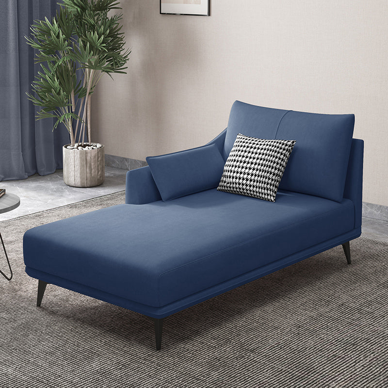 Nordic Cushioned Chaise Lounge Leather Chaise with Recessed Arms for Bedroom Blue Cotton Blend Right-Arm Chaise Clearhalo 'Chairs & Seating' 'Chaise Lounge' 'chaise_lounge' 'furn' 'furn_chaise_lounge' 'Furniture' 'Living Room Furniture' 7066465