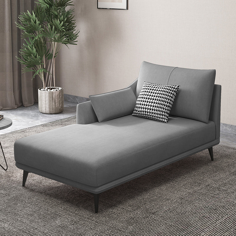 Nordic Cushioned Chaise Lounge Leather Chaise with Recessed Arms for Bedroom Grey Cotton Blend Right-Arm Chaise Clearhalo 'Chairs & Seating' 'Chaise Lounge' 'chaise_lounge' 'furn' 'furn_chaise_lounge' 'Furniture' 'Living Room Furniture' 7066467