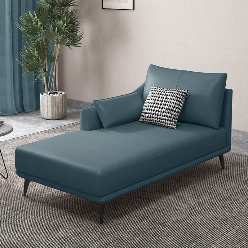 Nordic Cushioned Chaise Lounge Leather Chaise with Recessed Arms for Bedroom Dark Blue Tech Cloth Right-Arm Chaise Clearhalo 'Chairs & Seating' 'Chaise Lounge' 'chaise_lounge' 'furn' 'furn_chaise_lounge' 'Furniture' 'Living Room Furniture' 7066468