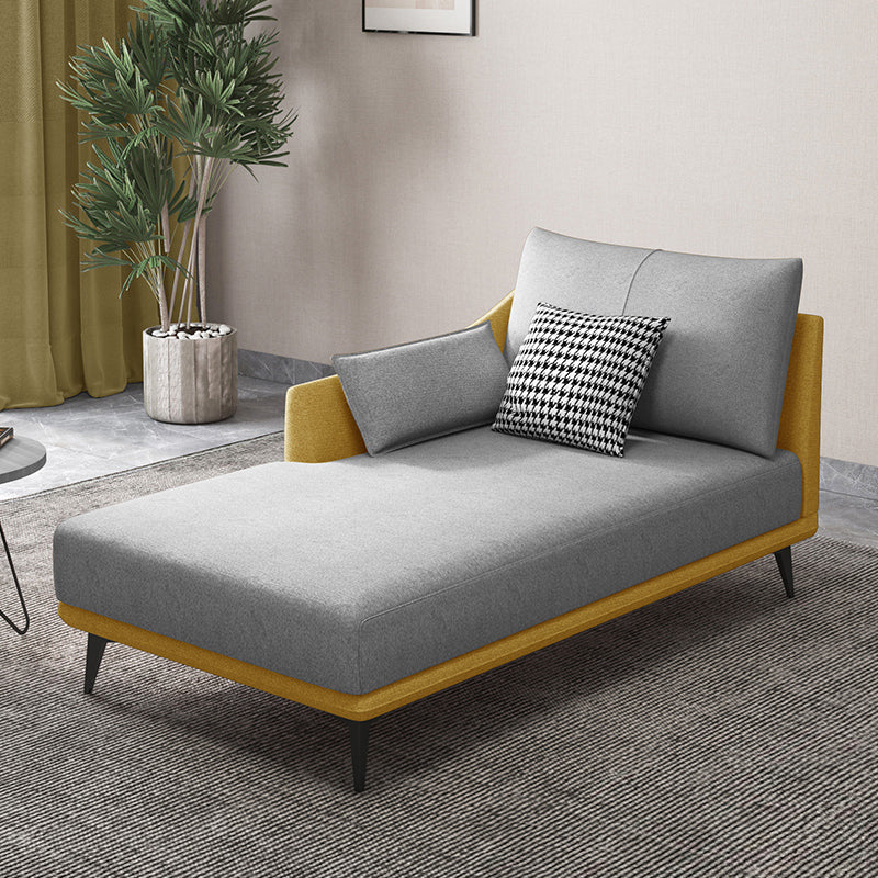 Nordic Cushioned Chaise Lounge Leather Chaise with Recessed Arms for Bedroom Light Gray-Yellow Linen Right-Arm Chaise Clearhalo 'Chairs & Seating' 'Chaise Lounge' 'chaise_lounge' 'furn' 'furn_chaise_lounge' 'Furniture' 'Living Room Furniture' 7066469