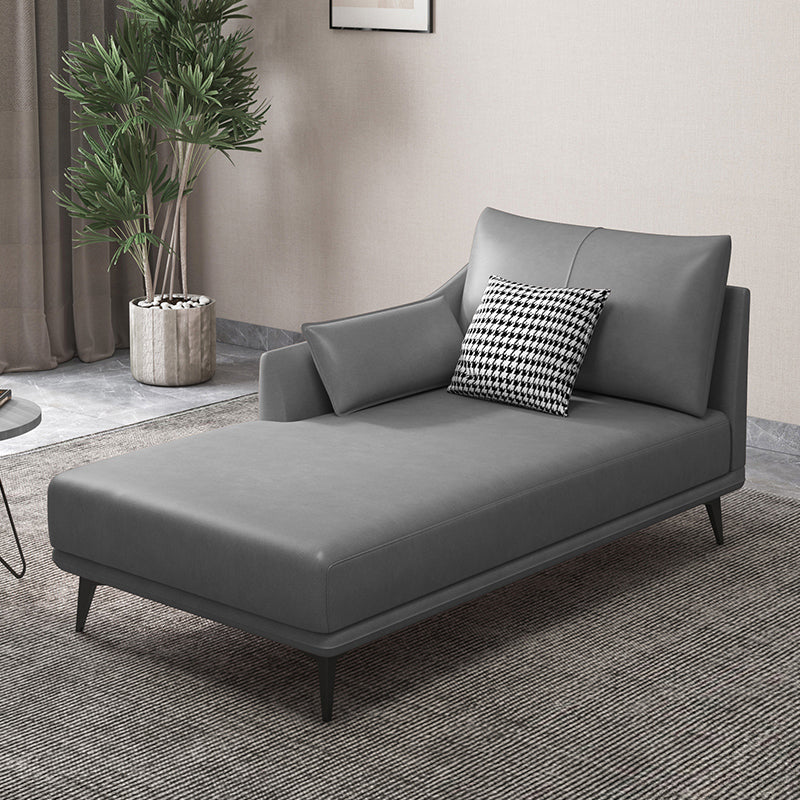 Nordic Cushioned Chaise Lounge Leather Chaise with Recessed Arms for Bedroom Smoke Gray Tech Cloth Right-Arm Chaise Clearhalo 'Chairs & Seating' 'Chaise Lounge' 'chaise_lounge' 'furn' 'furn_chaise_lounge' 'Furniture' 'Living Room Furniture' 7066470