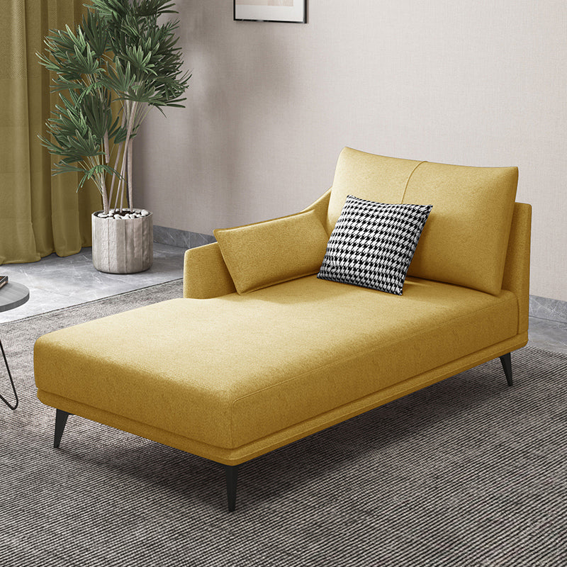 Nordic Cushioned Chaise Lounge Leather Chaise with Recessed Arms for Bedroom Lemon Yellow Linen Right-Arm Chaise Clearhalo 'Chairs & Seating' 'Chaise Lounge' 'chaise_lounge' 'furn' 'furn_chaise_lounge' 'Furniture' 'Living Room Furniture' 7066472