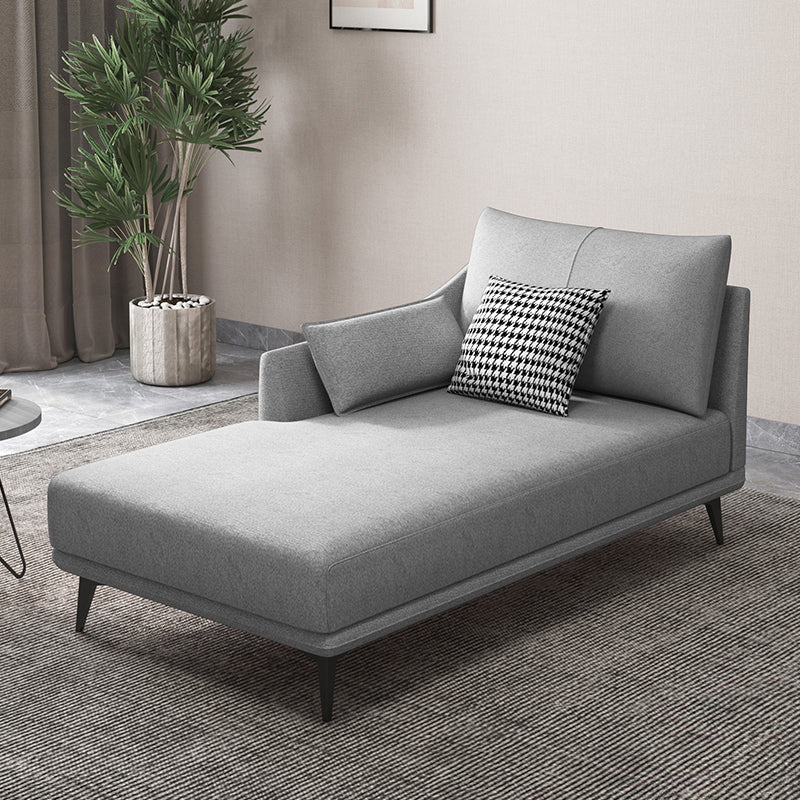 Nordic Cushioned Chaise Lounge Leather Chaise with Recessed Arms for Bedroom Light Gray Linen Right-Arm Chaise Clearhalo 'Chairs & Seating' 'Chaise Lounge' 'chaise_lounge' 'furn' 'furn_chaise_lounge' 'Furniture' 'Living Room Furniture' 7066473