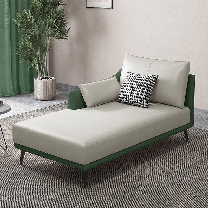 Nordic Cushioned Chaise Lounge Leather Chaise with Recessed Arms for Bedroom Beige Green Tech Cloth Right-Arm Chaise Clearhalo 'Chairs & Seating' 'Chaise Lounge' 'chaise_lounge' 'furn' 'furn_chaise_lounge' 'Furniture' 'Living Room Furniture' 7066475