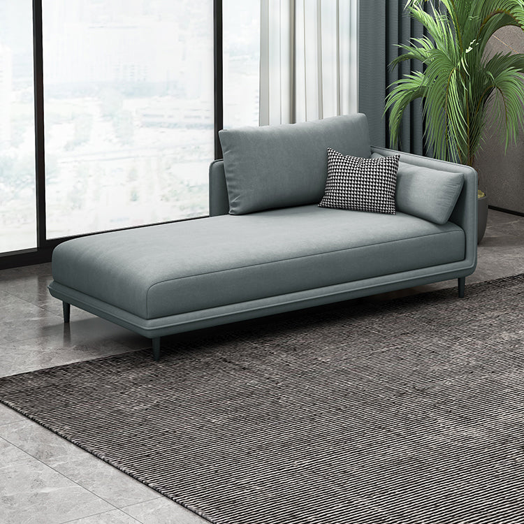 Nordic Cushioned Chaise Lounge Pine Chaise with Recessed Arms for Bedroom and Living Room