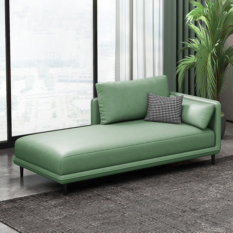 Nordic Cushioned Chaise Lounge Pine Chaise with Recessed Arms for Bedroom and Living Room