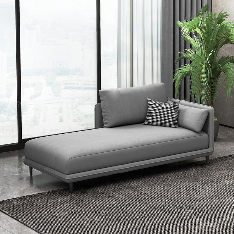 Nordic Cushioned Chaise Lounge Pine Chaise with Recessed Arms for Bedroom and Living Room
