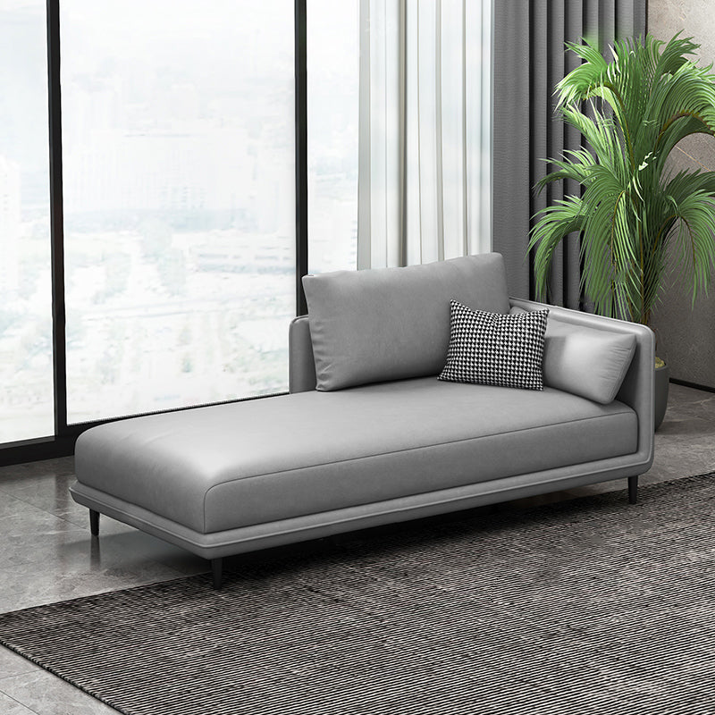 Nordic Cushioned Chaise Lounge Pine Chaise with Recessed Arms for Bedroom and Living Room