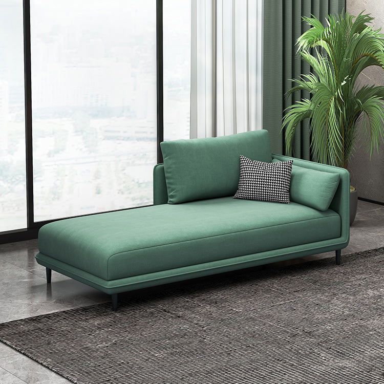 Nordic Cushioned Chaise Lounge Pine Chaise with Recessed Arms for Bedroom and Living Room