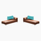 Nordic Cushioned Chaise Lounge Pine Chaise with Recessed Arms for Bedroom and Living Room