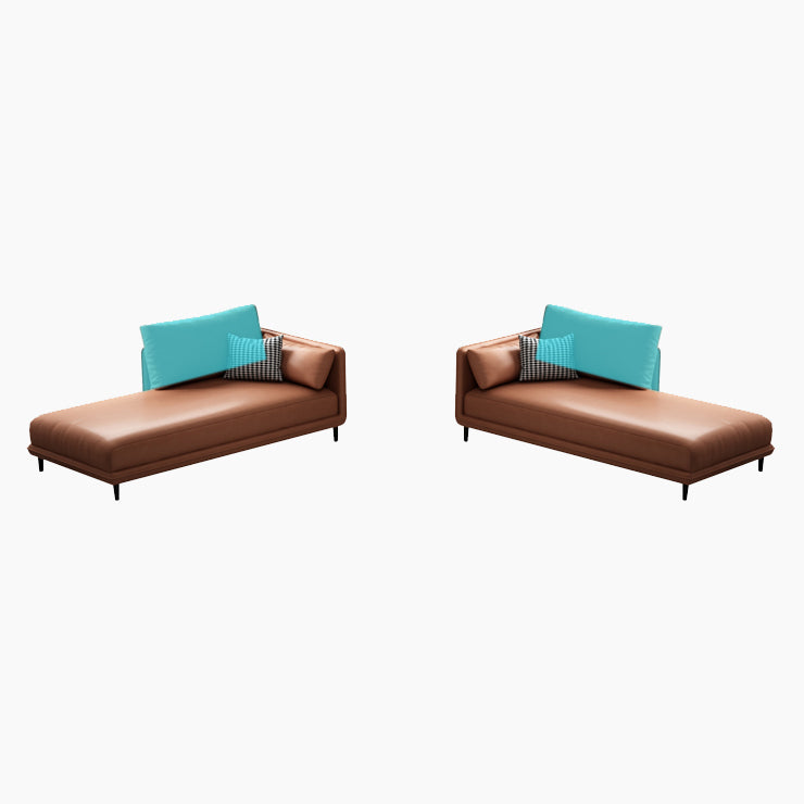 Nordic Cushioned Chaise Lounge Pine Chaise with Recessed Arms for Bedroom and Living Room