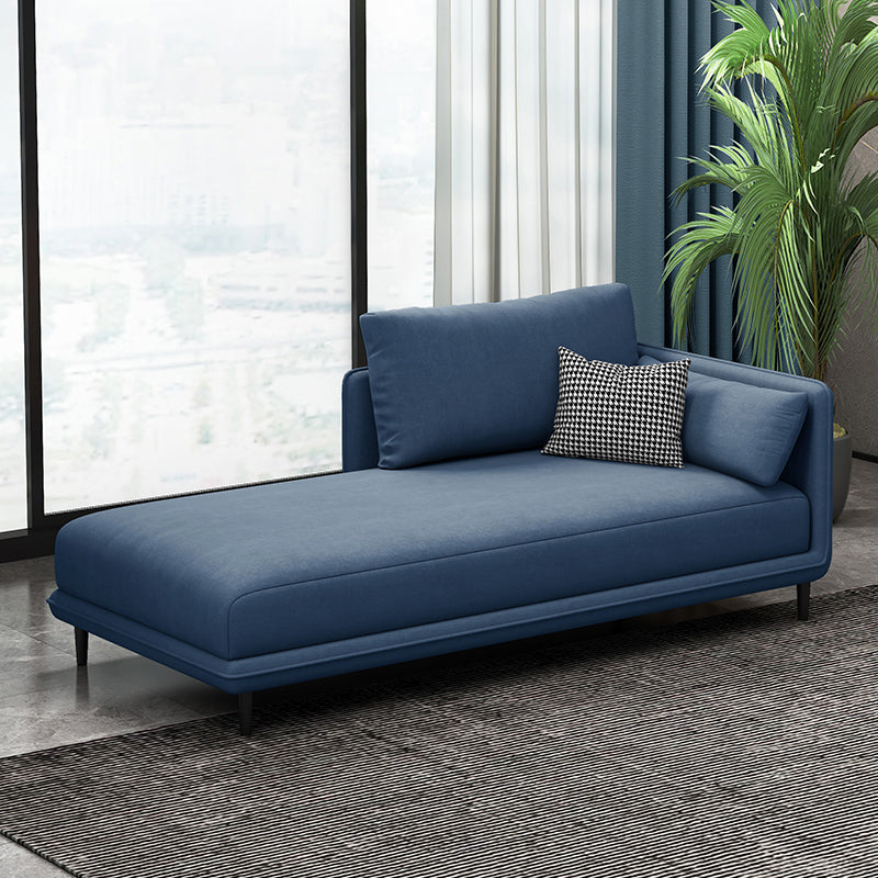Nordic Cushioned Chaise Lounge Pine Chaise with Recessed Arms for Bedroom and Living Room