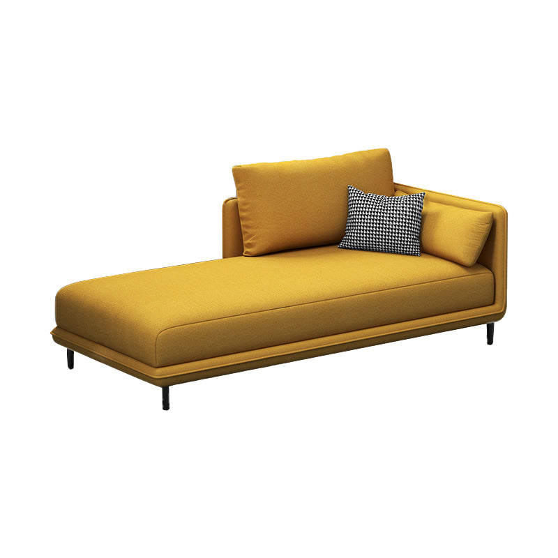 Nordic Cushioned Chaise Lounge Pine Chaise with Recessed Arms for Bedroom and Living Room