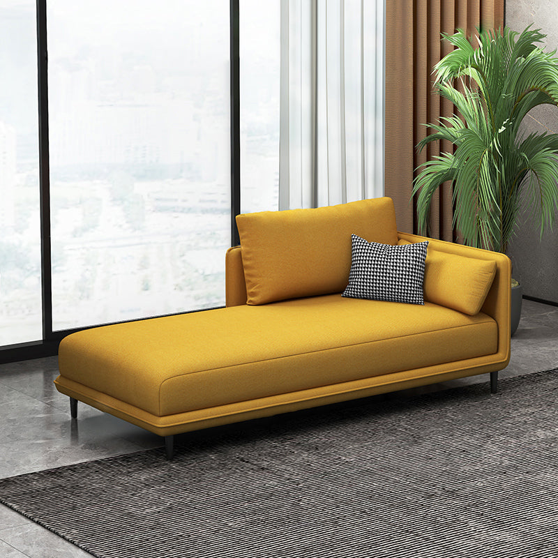 Nordic Cushioned Chaise Lounge Pine Chaise with Recessed Arms for Bedroom and Living Room