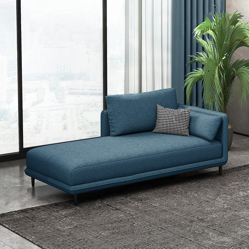 Nordic Cushioned Chaise Lounge Pine Chaise with Recessed Arms for Bedroom and Living Room